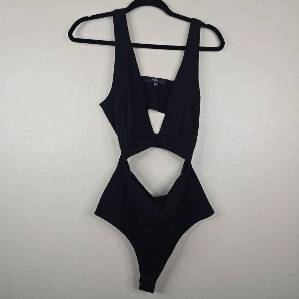 Lulus Cut Out Black Bodysuit size xl
